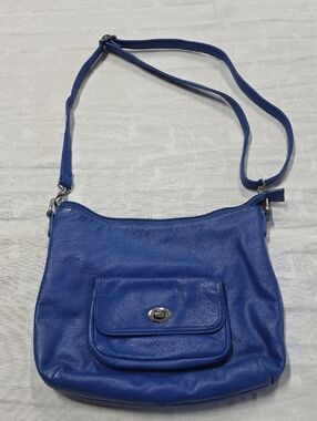 Blue Crossbody Bag with Turn-Lock Detail
